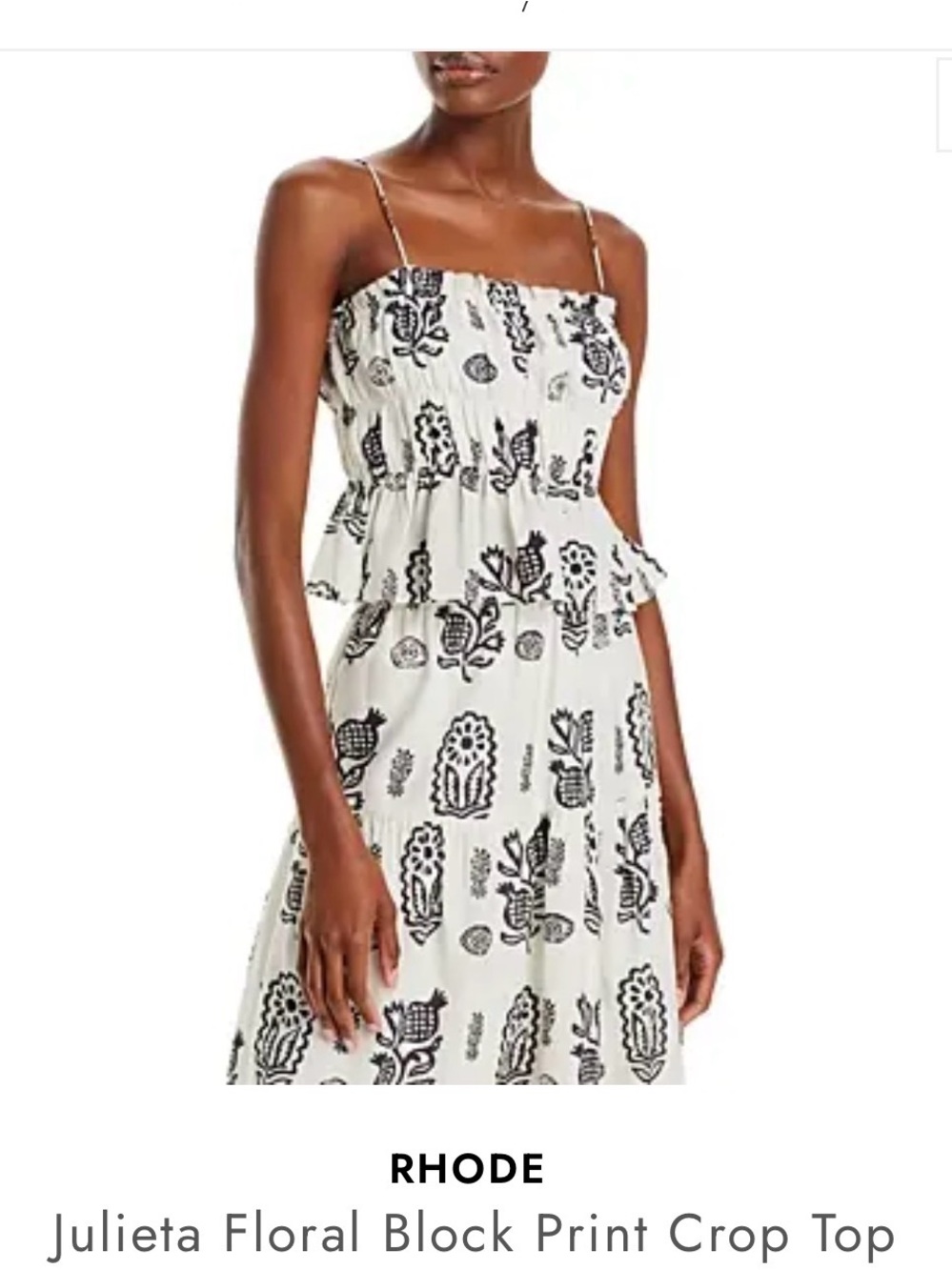 RHODE White and Black Floral Block Print Top, XS